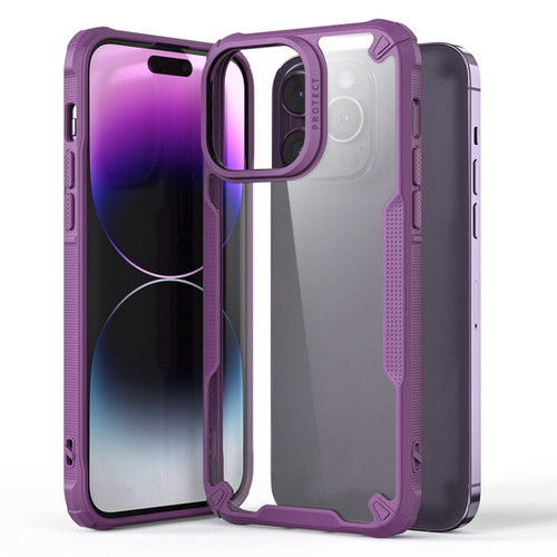 iPhone 14 Pro Four-corner Glossy Shockproof Phone Case - Purple