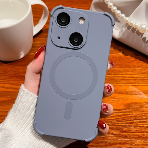 iPhone 14 Four-corner Shockproof Skin Feel MagSafe Magnetic Phone Case - Grey
