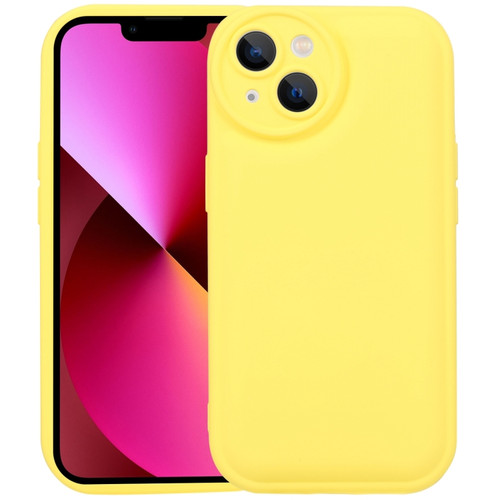 iPhone 14 Liquid Airbag Decompression Phone Case  - Lemon Yellow