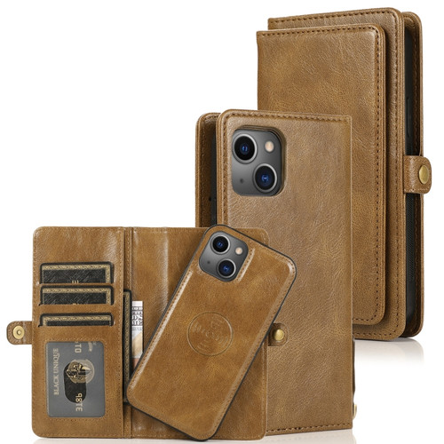 iPhone 14 Strong Magnetic Detachable Leather Case  - Brown