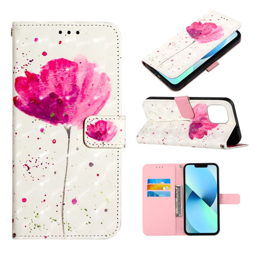 iPhone 14 3D Painting Horizontal Flip Leather Phone Case  - A Flower