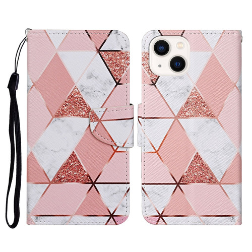 iPhone 14 3D Colored Drawing Flip Leather Phone Case  - Marble