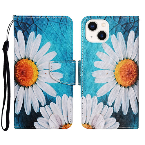 iPhone 14 3D Colored Drawing Flip Leather Phone Case  - Chrysanthemum
