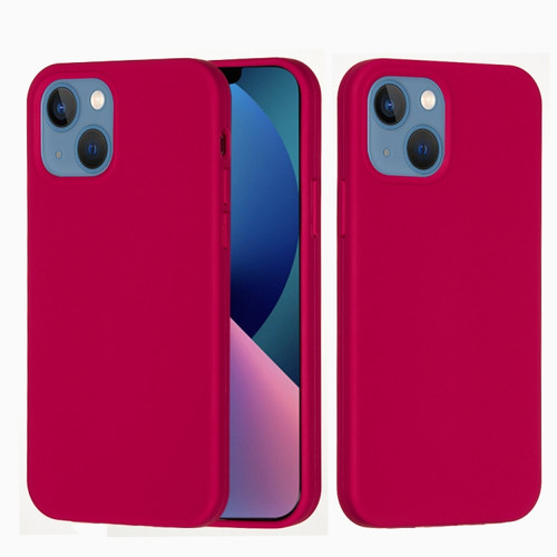 iPhone 14 Solid Color Silicone Phone Case  - Rose Red