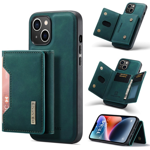 iPhone 14 DG.MING M2 Series 3-Fold Card Bag Leather Case - Green