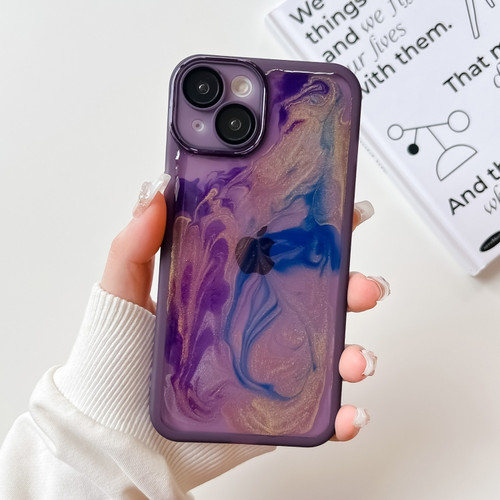 iPhone 14 Oil Painting Electroplating TPU Phone Case - Purple