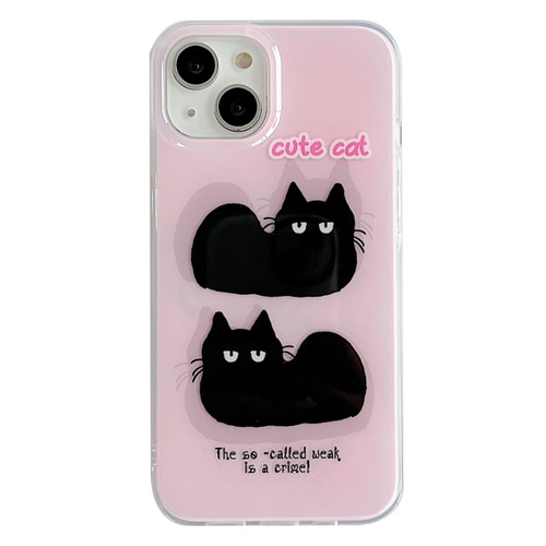 iPhone 14 IMD Cute Animal Pattern Phone Case - Cat
