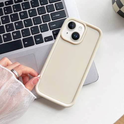 iPhone 14 Shockproof Frame Frosted TPU Phone Case - Beige