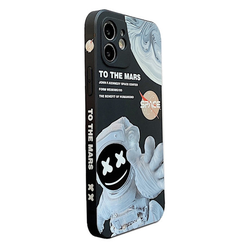 iPhone 14 Martian Astronaut Pattern Shockproof Phone Case - Black