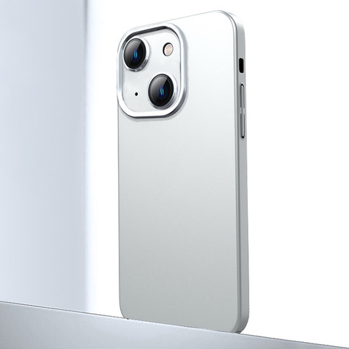 iPhone 14 Frosted Metal Material Phone Case with Lens Protection - White