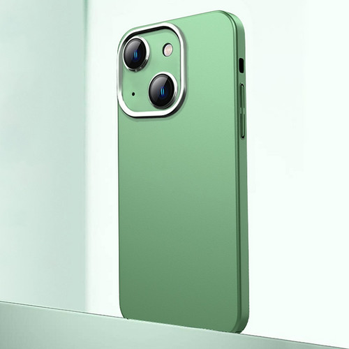iPhone 14 Frosted Metal Material Phone Case with Lens Protection - Green