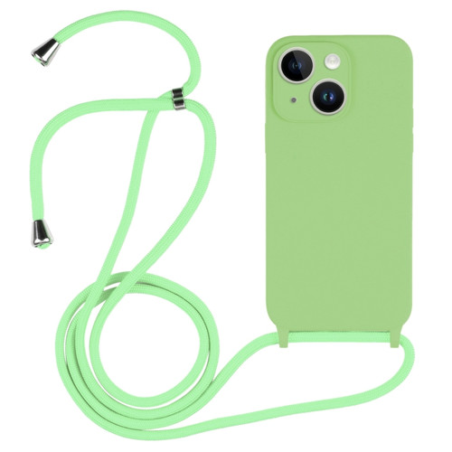 iPhone 14 Crossbody Lanyard Liquid Silicone Case - Matcha Green