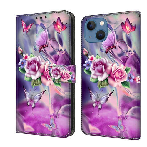 iPhone 13 / 14 Crystal 3D Shockproof Protective Leather Phone Case - Butterfly