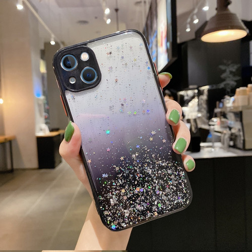 iPhone 14 Starry Gradient Glitter Powder TPU Phone Case - Black