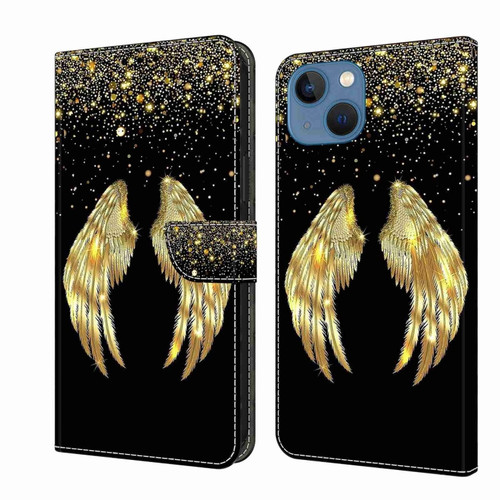 iPhone 13 / 14 Crystal 3D Shockproof Protective Leather Phone Case - Golden Wings