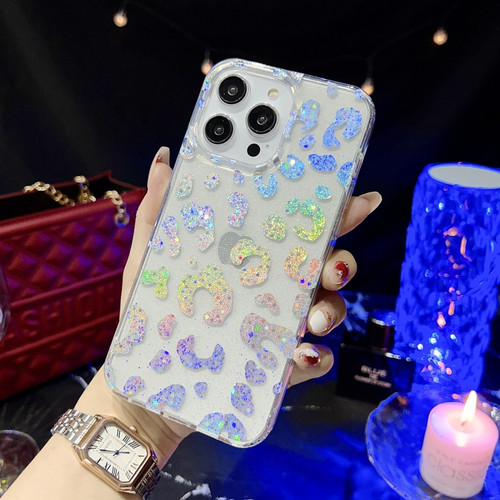 iPhone 14 Little Star Series Glitter Powder TPU Phone Case - Leopard Print