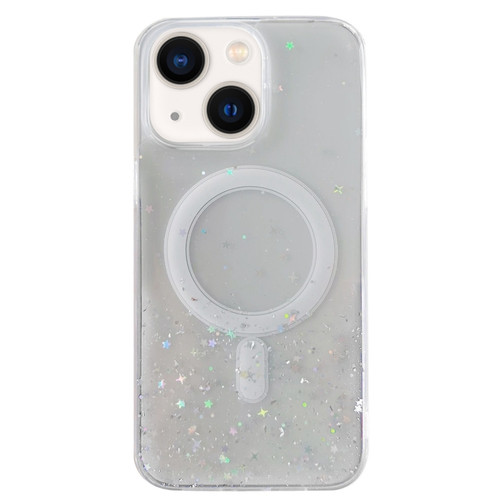 iPhone 14 MagSafe Glitter Hybrid Clear TPU Phone Case - White