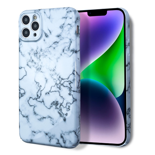 iPhone 14 Marble Pattern Phone Case - Green White