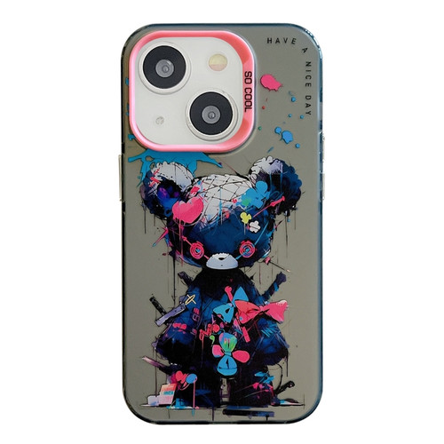 iPhone 14 Animal Pattern Oil Painting Series PC + TPU Phone Case - Tattered Bear