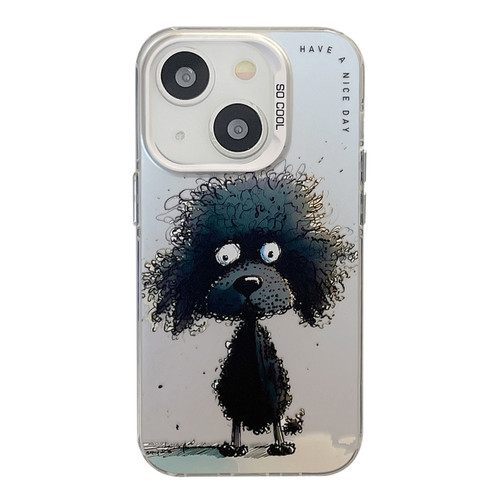 iPhone 14 Animal Pattern Oil Painting Series PC + TPU Phone Case - Black Dog