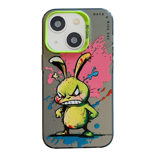 iPhone 14 Animal Pattern Oil Painting Series PC + TPU Phone Case - Rabbit