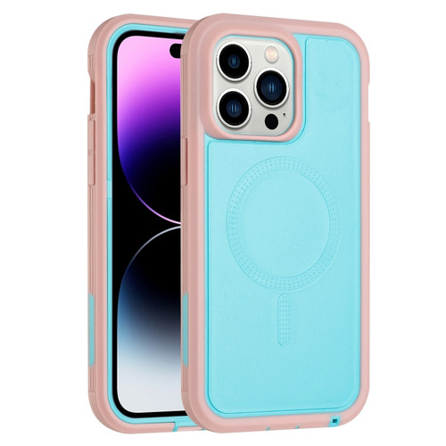 iPhone 14 Pro Defender Series XT MagSafe Magnetic PC + TPU Shockproof Phone Case - Turquoise+Pink
