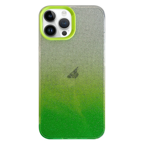 iPhone 14 Pro Double Sided IMD Gradient Glitter PC Phone Case - Green
