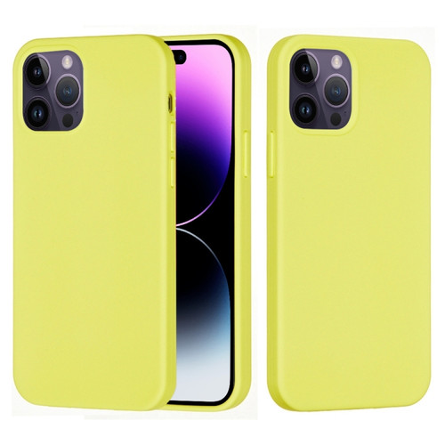 iPhone 14 Pro Solid Color Silicone Phone Case - Lemon Yellow