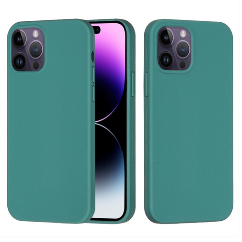 iPhone 14 Pro Solid Color Silicone Phone Case - Pine Needle Green