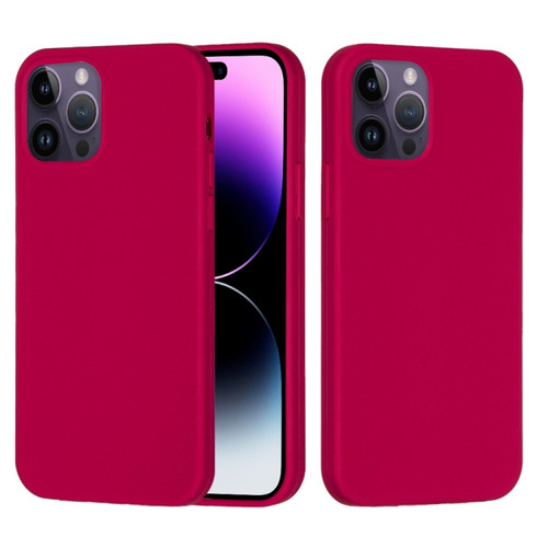 iPhone 14 Pro Solid Color Silicone Phone Case - Rose Red