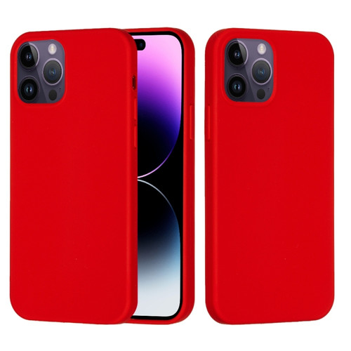 iPhone 14 Pro Solid Color Silicone Phone Case - Red