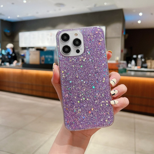 iPhone 14 Pro Glitter Sequins Epoxy TPU Phone Case - Purple