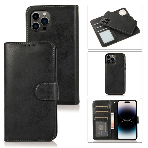iPhone 14 Pro 2 in 1 Detachable Leather Case - Black