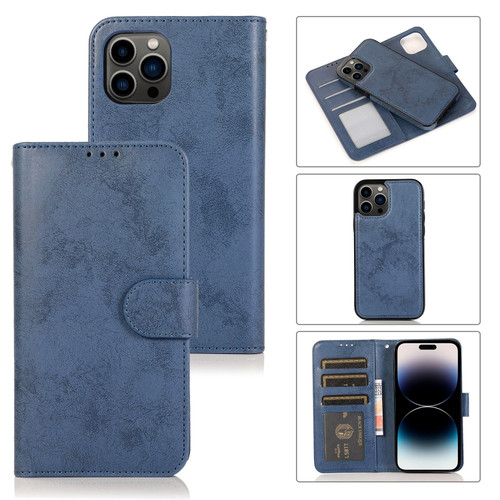 iPhone 14 Pro 2 in 1 Detachable Leather Case - Dark Blue