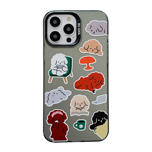 iPhone 14 Pro Cute Animal Pattern Series PC + TPU Phone Case - Colorful Puppy