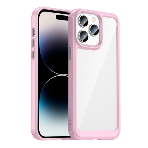 iPhone 14 Pro Colorful Series Acrylic + TPU Phone Case  - Pink