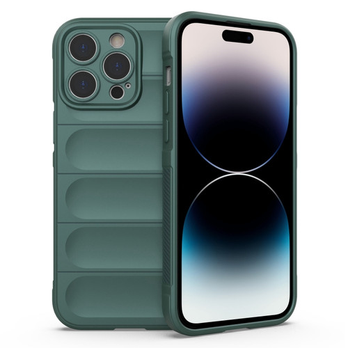iPhone 14 Pro Magic Shield TPU + Flannel Phone Case - Dark Green