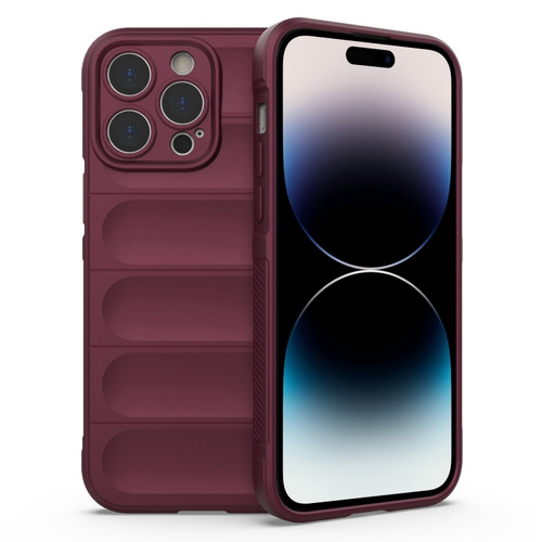 iPhone 14 Pro Magic Shield TPU + Flannel Phone Case - Wine Red