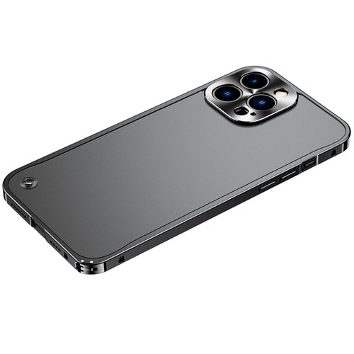 iPhone 14 Pro Metal Frame Frosted PC Shockproof Phone Case - Black