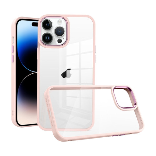 iPhone 14 Pro Macaron High Transparent PC Phone Case - Pink