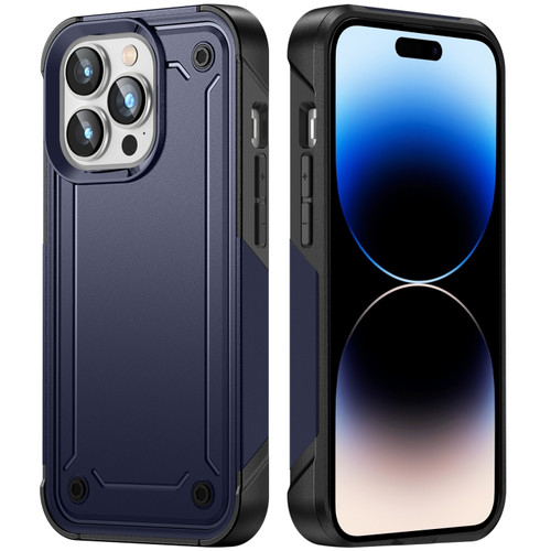 iPhone 14 Pro 2 in 1 Soft TPU Hard PC Phone Case - Blue