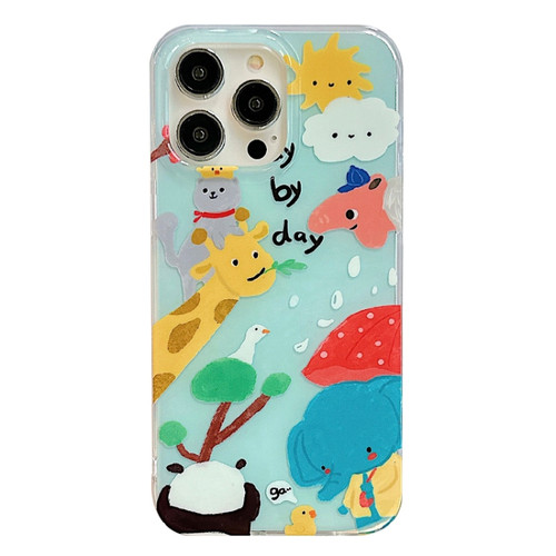 iPhone 14 Pro IMD Cute Animal Pattern Phone Case - Giraffe