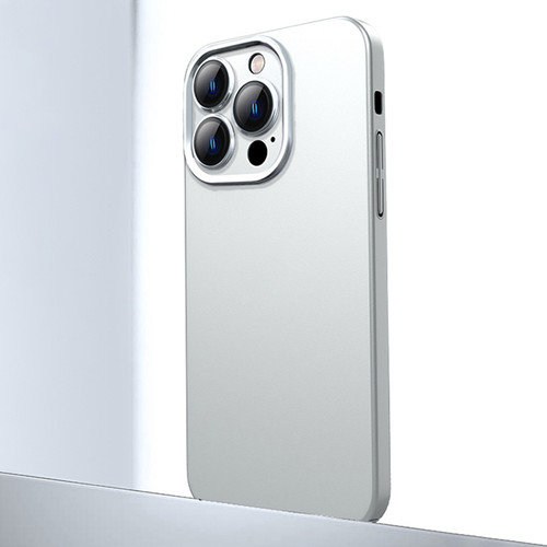 iPhone 14 Pro Frosted Metal Material Phone Case with Lens Protection - White