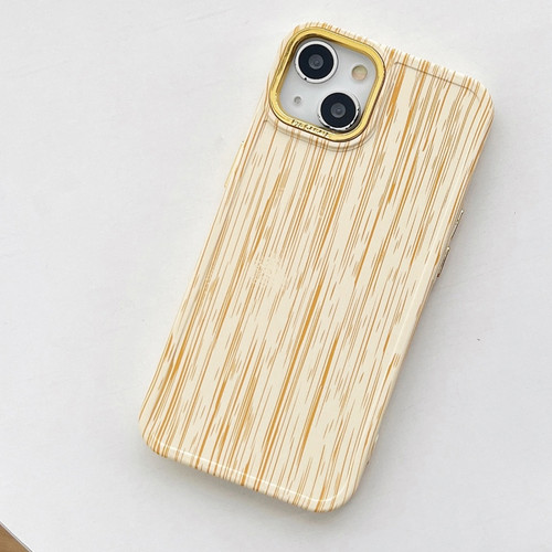 iPhone 14 Pro Retro Wood Texture Shockproof Phone Case - White