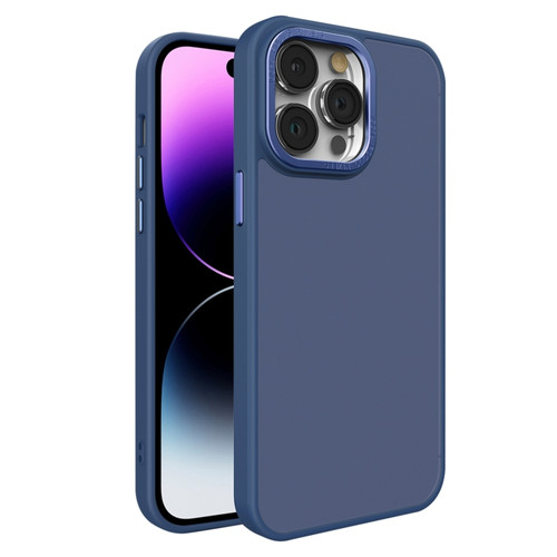 iPhone 14 Pro All-inclusive TPU Edge Acrylic Back Phone Case - Navy Blue