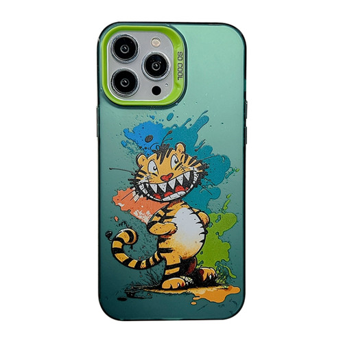 iPhone 14 Pro Cute Animal Pattern Series PC + TPU Phone Case - Tiger