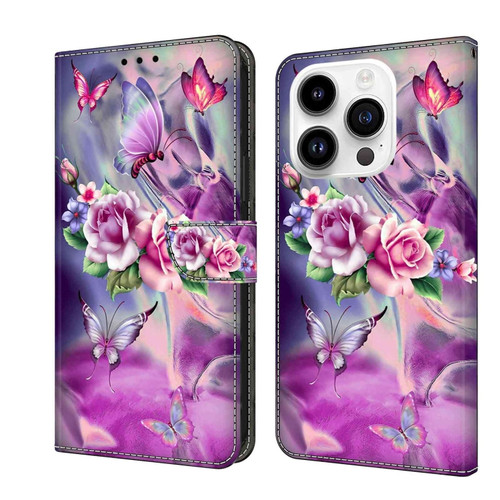 iPhone 14 Pro Crystal 3D Shockproof Protective Leather Phone Case - Butterfly