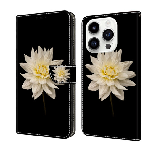 iPhone 14 Pro Crystal 3D Shockproof Protective Leather Phone Case - White Flower
