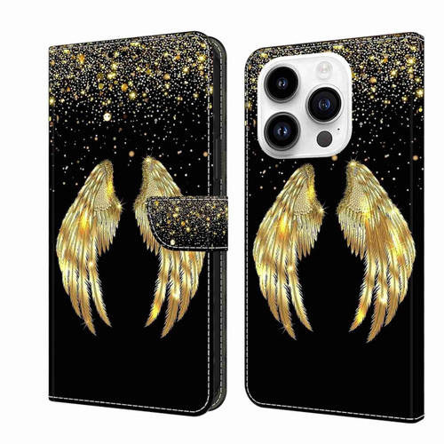 iPhone 14 Pro Crystal 3D Shockproof Protective Leather Phone Case - Golden Wings
