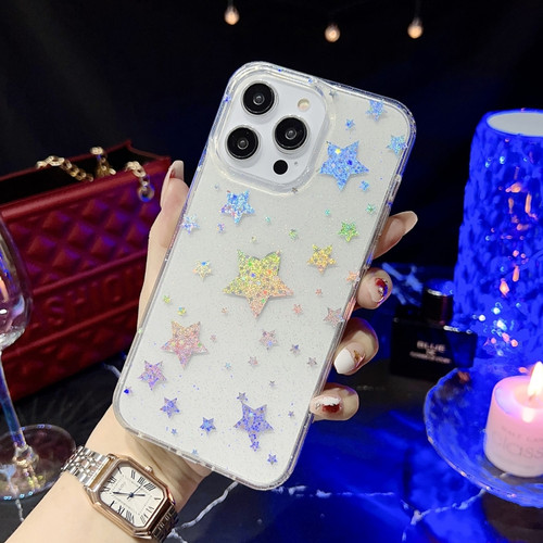 iPhone 14 Pro Little Star Series Glitter Powder TPU Phone Case - Pentangle